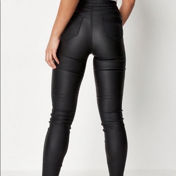 Missguided Black Vice High Waisted Coated Skinny Jeans - Picture 3 of 3